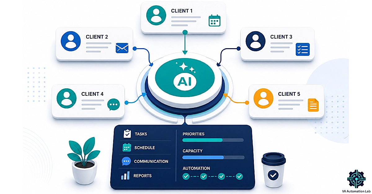 AI framework for managing multiple clients as a virtual assistant