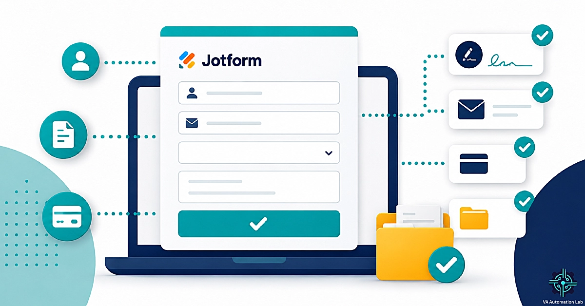 Jotform client intake and onboarding workflow for virtual assistants with forms, automation, contracts, and payments